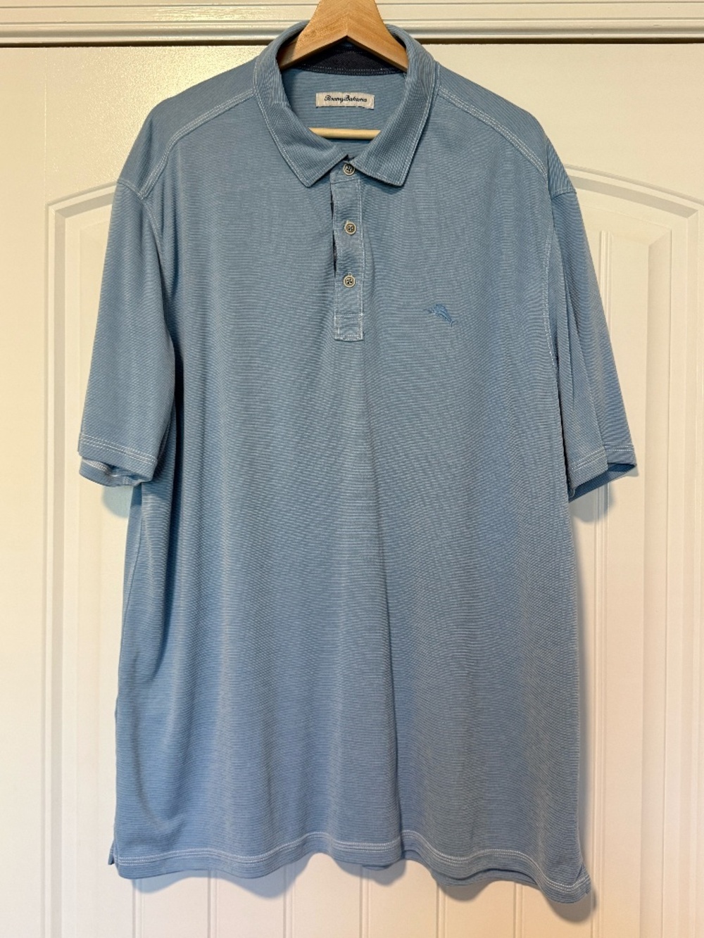 Tommy Bahama Men’s Polo Shirt 2XLB Light Blue Striped Short Sleeve Polo